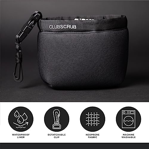 Golf Club & Ball Cleaning Bag, Waterproof Liner, Detachable Clip, Machine Washable